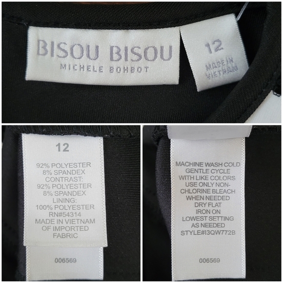 Bisou Bisou Black & White Striped Slimming Short Sleeve Bodycon Dress Size 12 - Picture 3 of 6